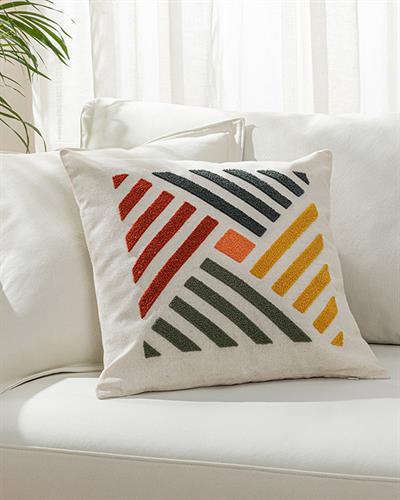 Zoe Punch Embroidered Cover Throw Pillows 45x45 cm Natural