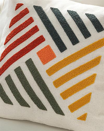 Zoe Punch Embroidered Cover Throw Pillows 45x45 cm Natural