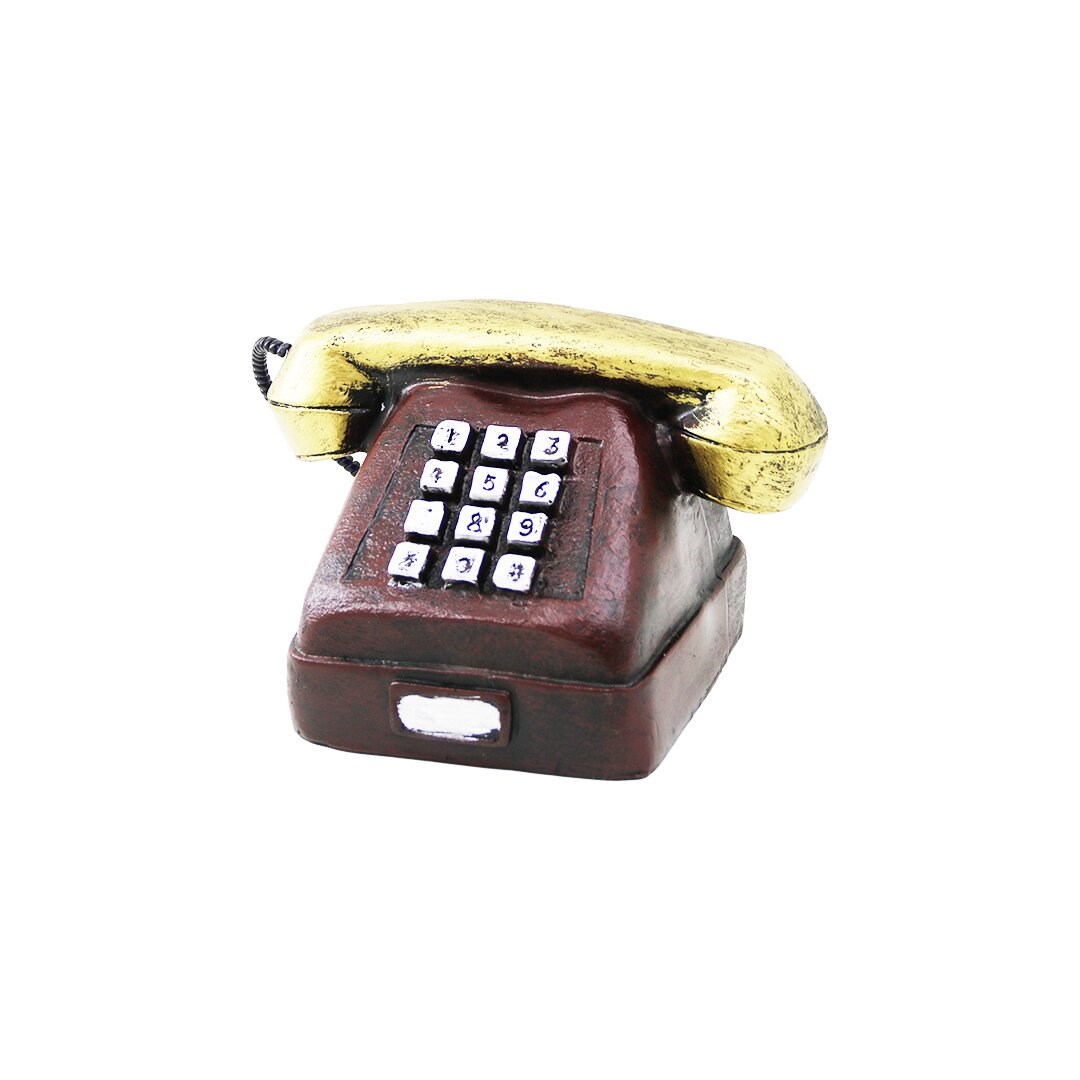 Ankesörlü Telefon Tasarımlı Vintage Dekoratif Biblo - Reçine Malzeme