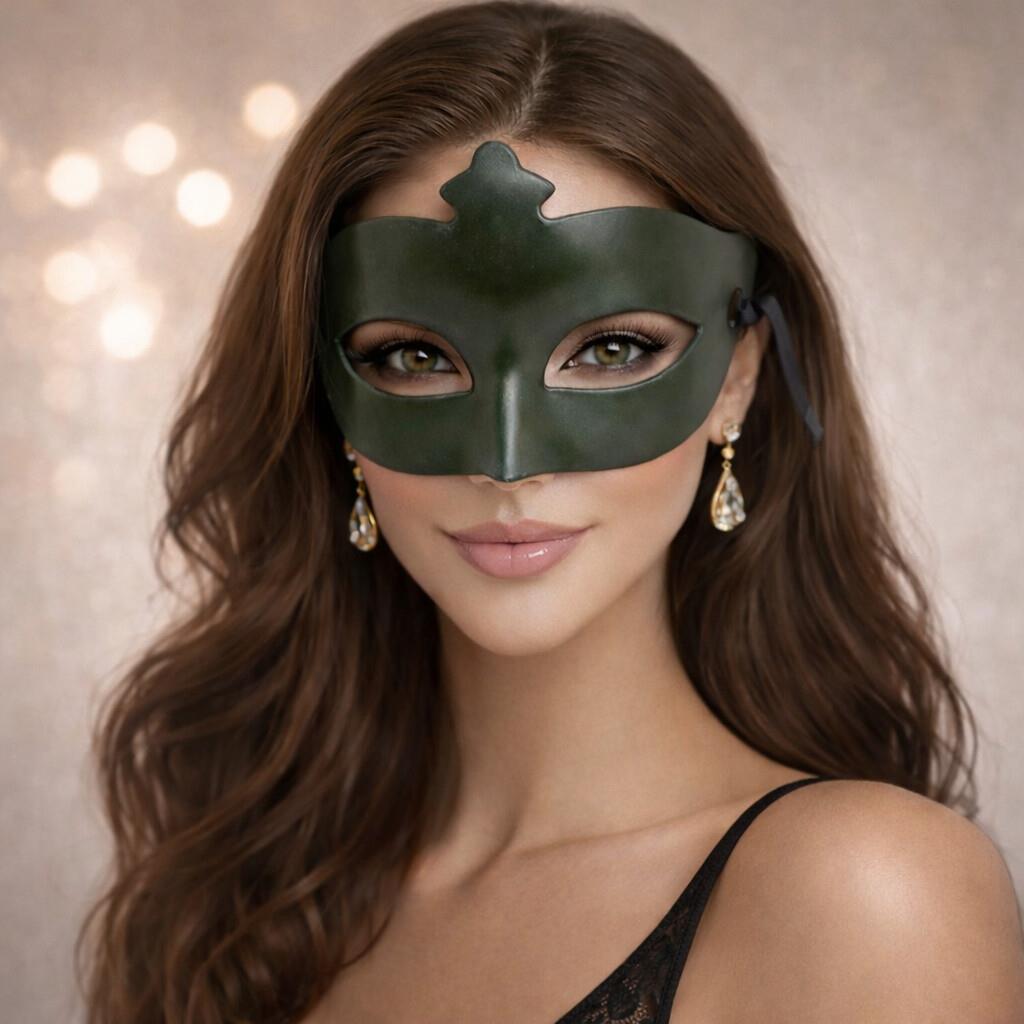 Haki Yeşil Gizemli Masquerade Balo Maskesi