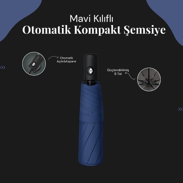 Mavi Kılıflı Otomatik Kompakt Şemsiye