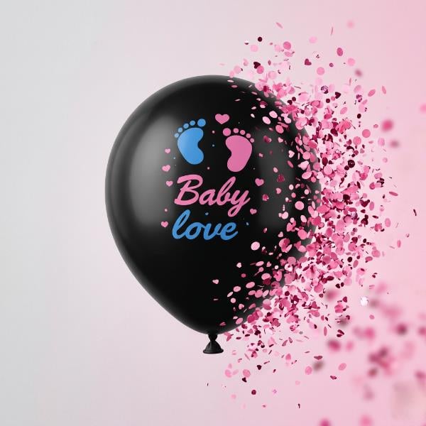 Pembe Konfetili Cinsiyet Balonu