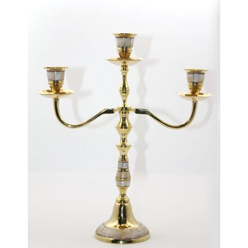 Pirinç Sedefli 3'lü Şamdan Model 2