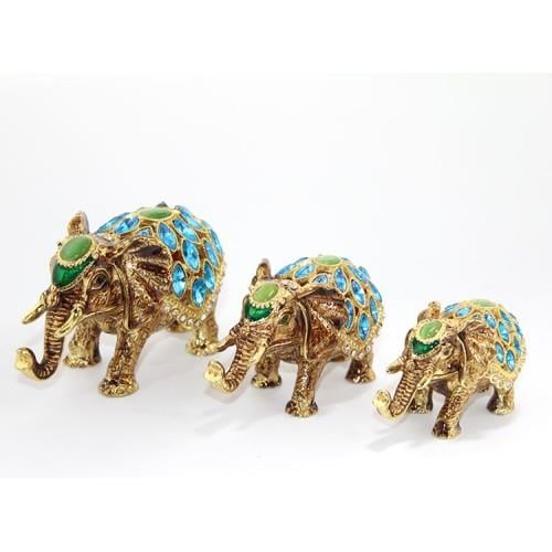 Swarovski Taşlı 3'lü Fil Figürü Model 2