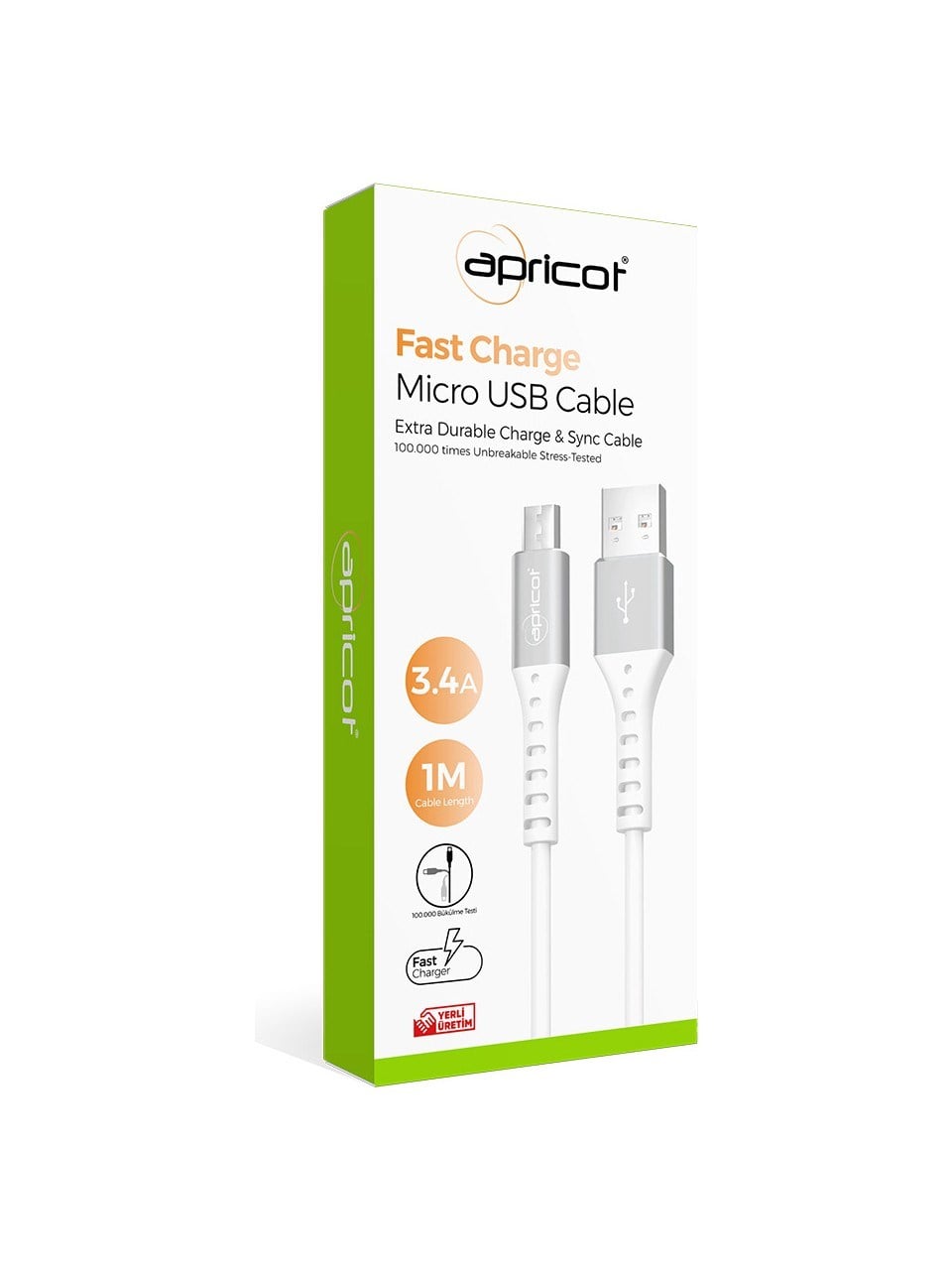 Apricot APC-A140M Micro USB 1m 3.4A Şarj + Data Kablosu
