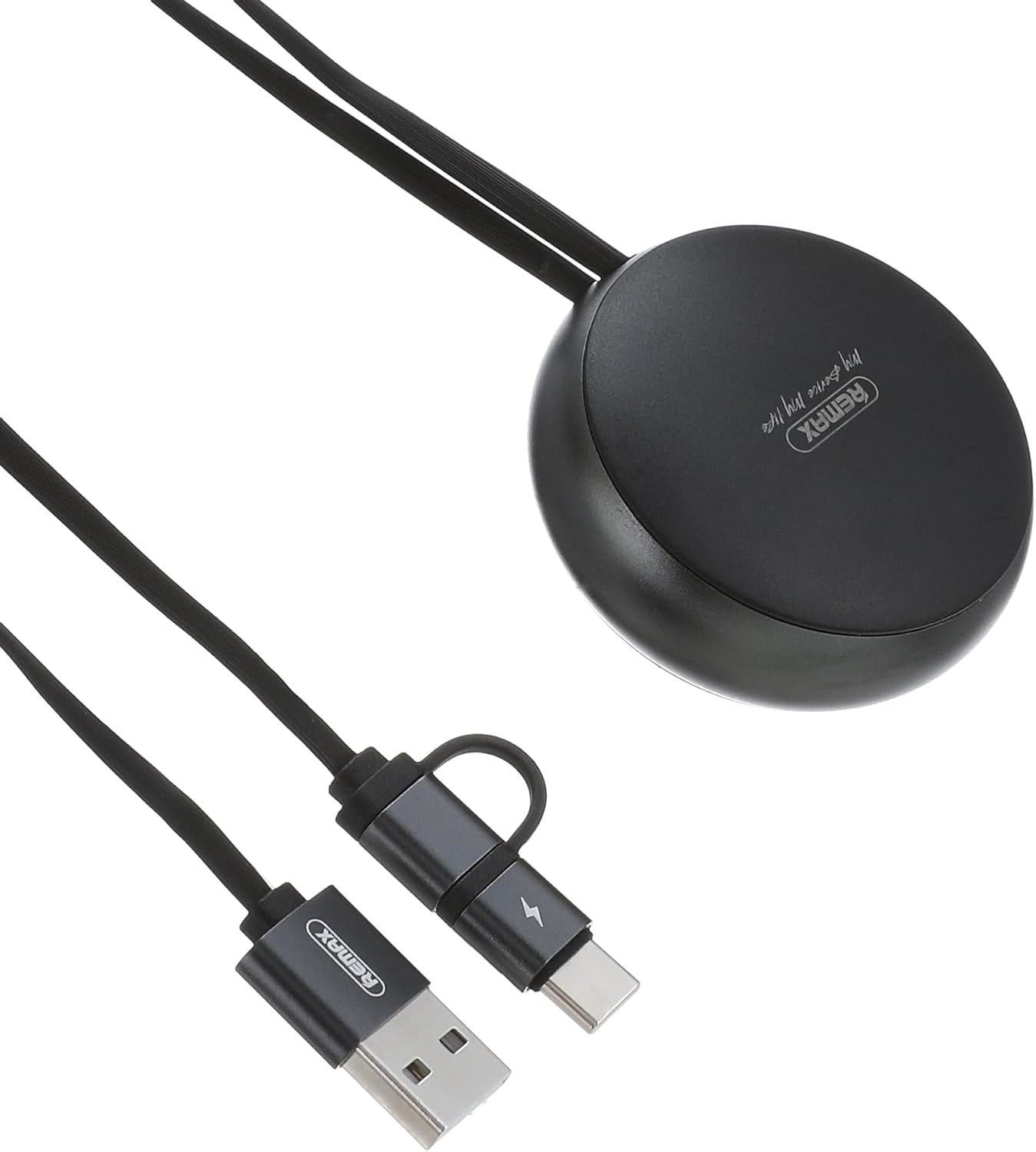 Remax Rc-182A Creation Serisi 2A 2'si 1 Arada Teleskopik Veri Kablosu (Micro ve Type C için) - Siyah, USB