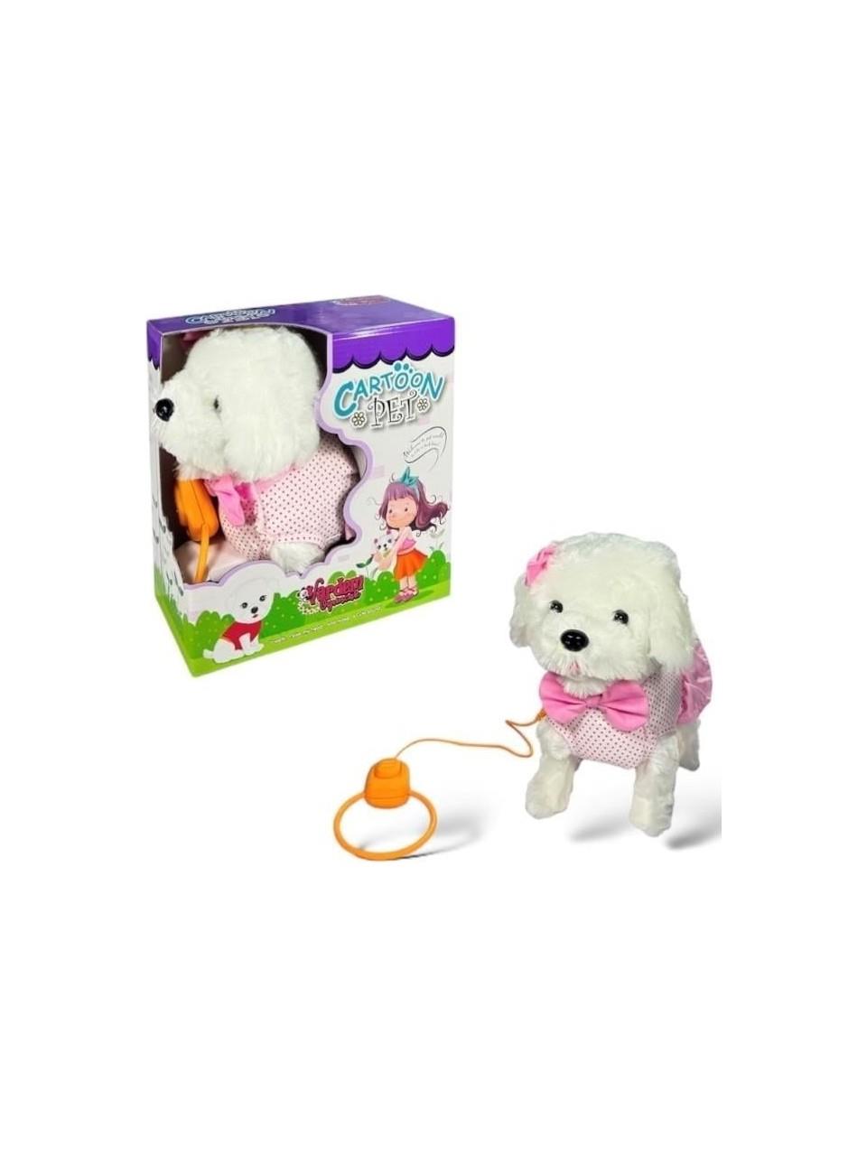 Vardem Peluş Tasmalı Yürüyen Pembe Fiyonklu Köpek