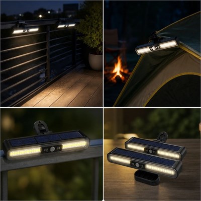 2'li Mandallı LED Solar Lamba - 36 LED - Hareket Sensörlü - 3 Modlu