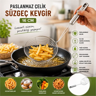 Metal Kevgir - Paslanmaz Çelik - 16 cm