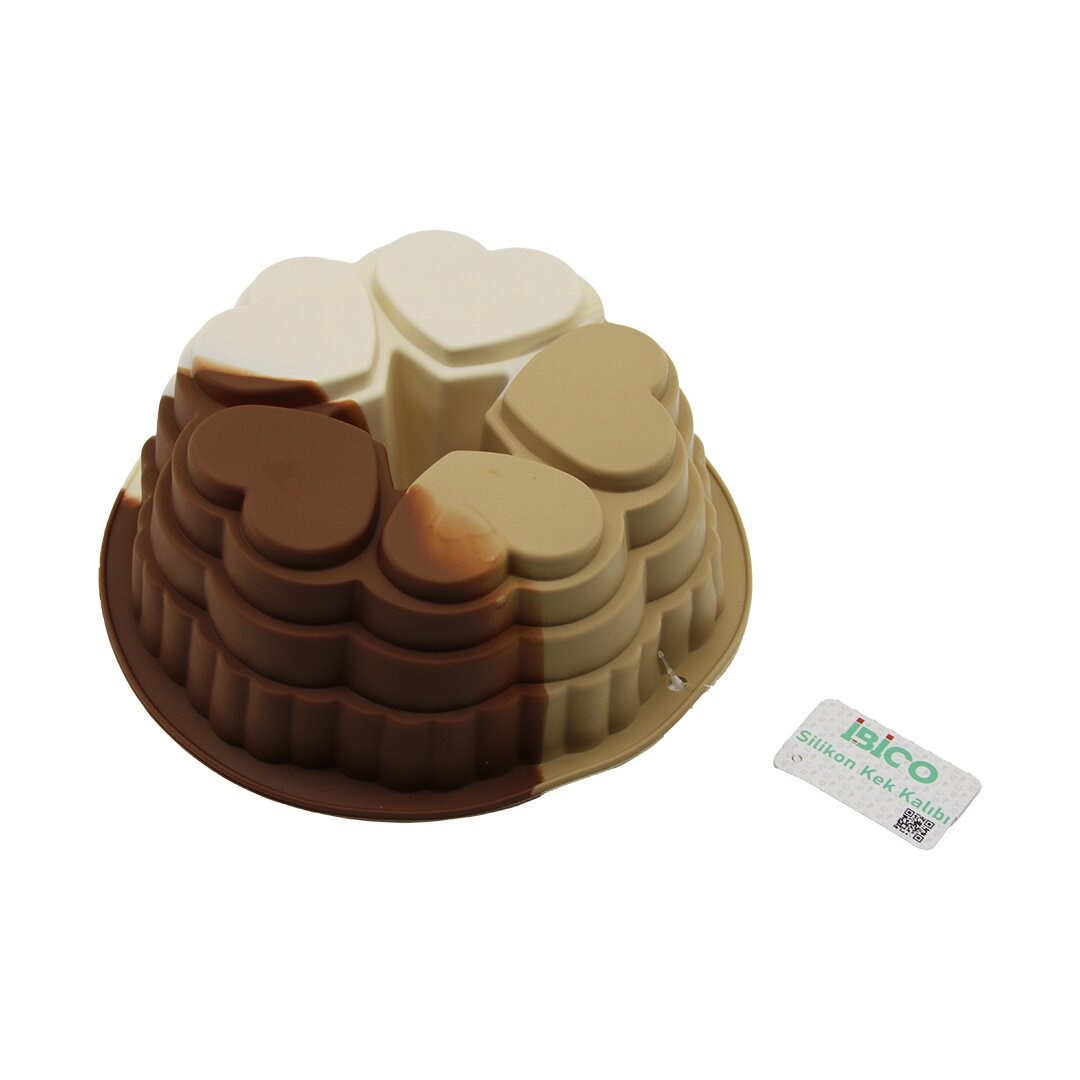 5 Dilim Kalp Tasarımlı Kek Kalıbı - Silikon - 9 cm Derinlik