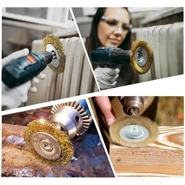 6'lı Pimli Tel Fırça Seti - Pas Yağ Kir Boya Yapışkan Çözücü