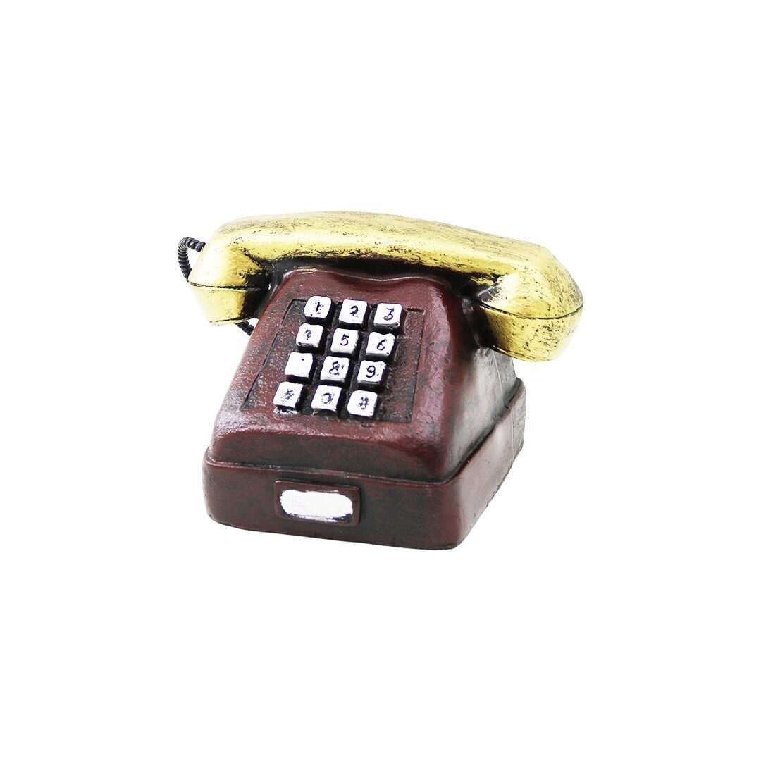 Ankesörlü Telefon Tasarımlı Vintage Dekoratif Biblo - Reçine Malzeme