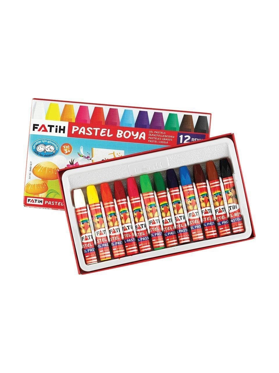 Fatih Pastel Boya Yeni Formül 12 Renk Kıng Sıze