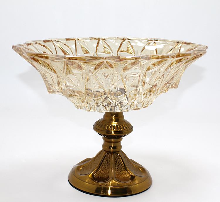 Gold Detaylı Eskitme Ayaklı Dekoratif Cam Sunumluk