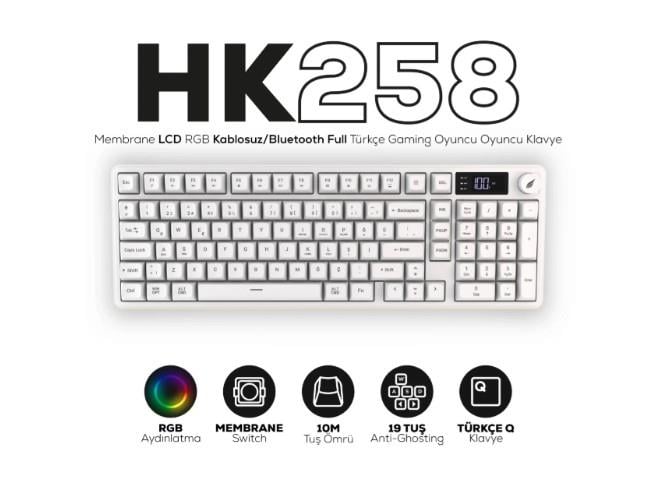 HAWK GAMING HK258W MEMBRANE LCD RGB KABLOSUZ BLUET