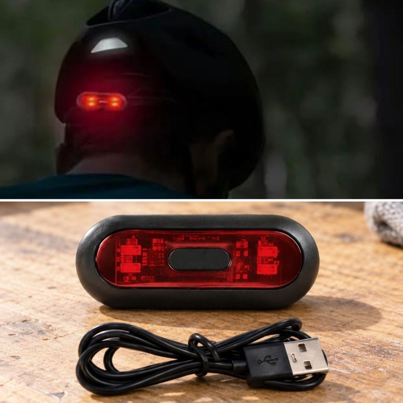 Kırmızı LED Kask Flaşörü - USB Şarjlı - Kask Aydınlatma Işığı