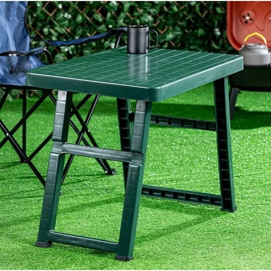 Poliwork Portatif Katlanabilir Plastik Sehpa 50 cm Yeşil