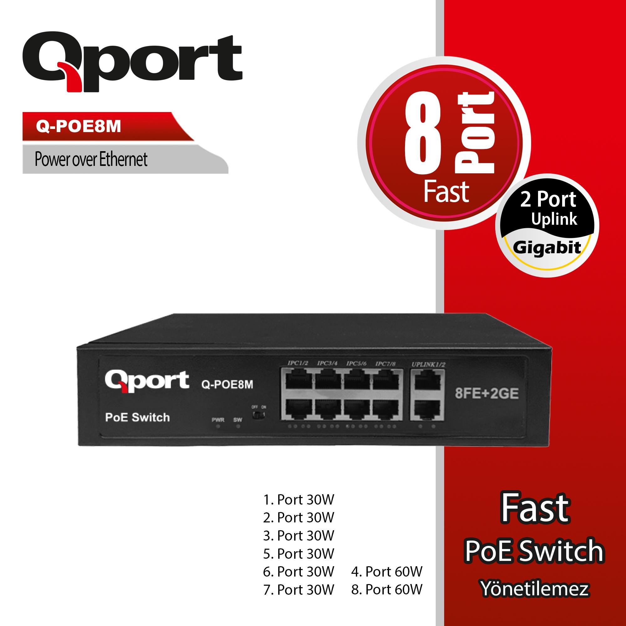 QPORT Q-POE8M 8 PORT 10/100 + 2 PORT 10/100/1000 U