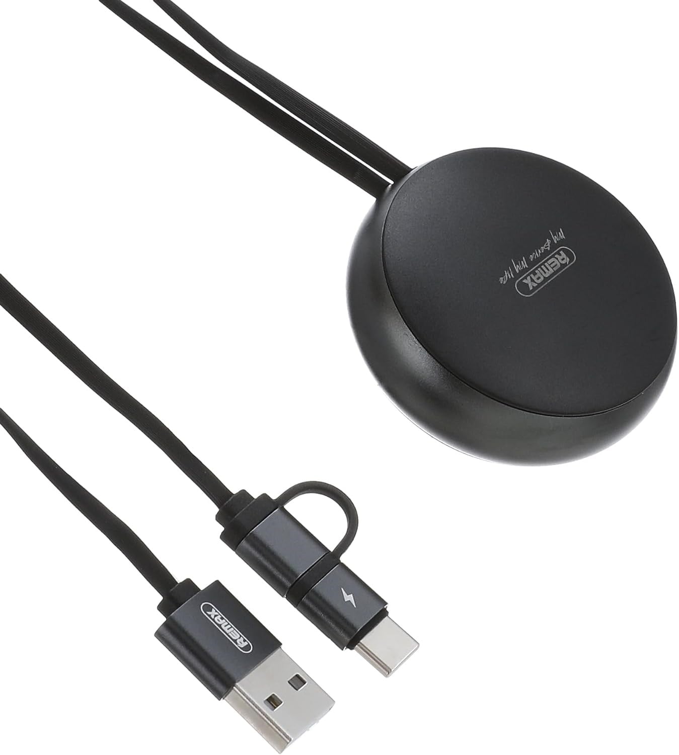 Remax Rc-182A Creation Serisi 2A 2'si 1 Arada Teleskopik Veri Kablosu (Micro ve Type C için) - Siyah, USB