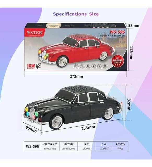 WSTER WS-300SL BT,SD,USB GİRİŞLİ IŞIKLI ARABA SPEAKER