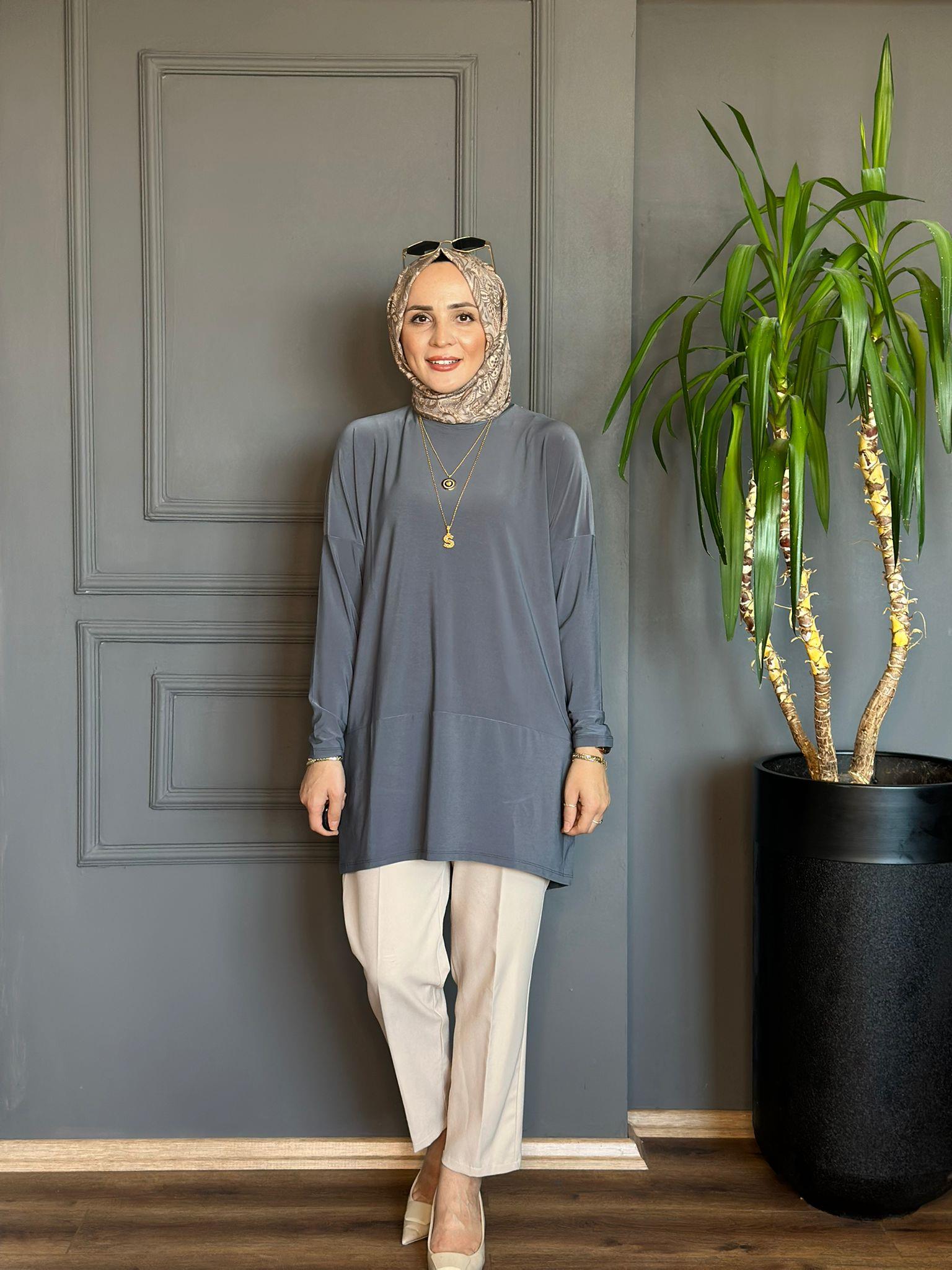 1280 SUNDY MAKAS TUNİK GRİ 