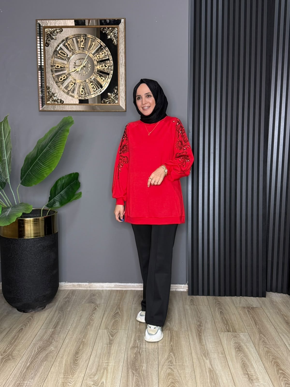 170390 NAKIŞLI TUNİK KIRMIZI 