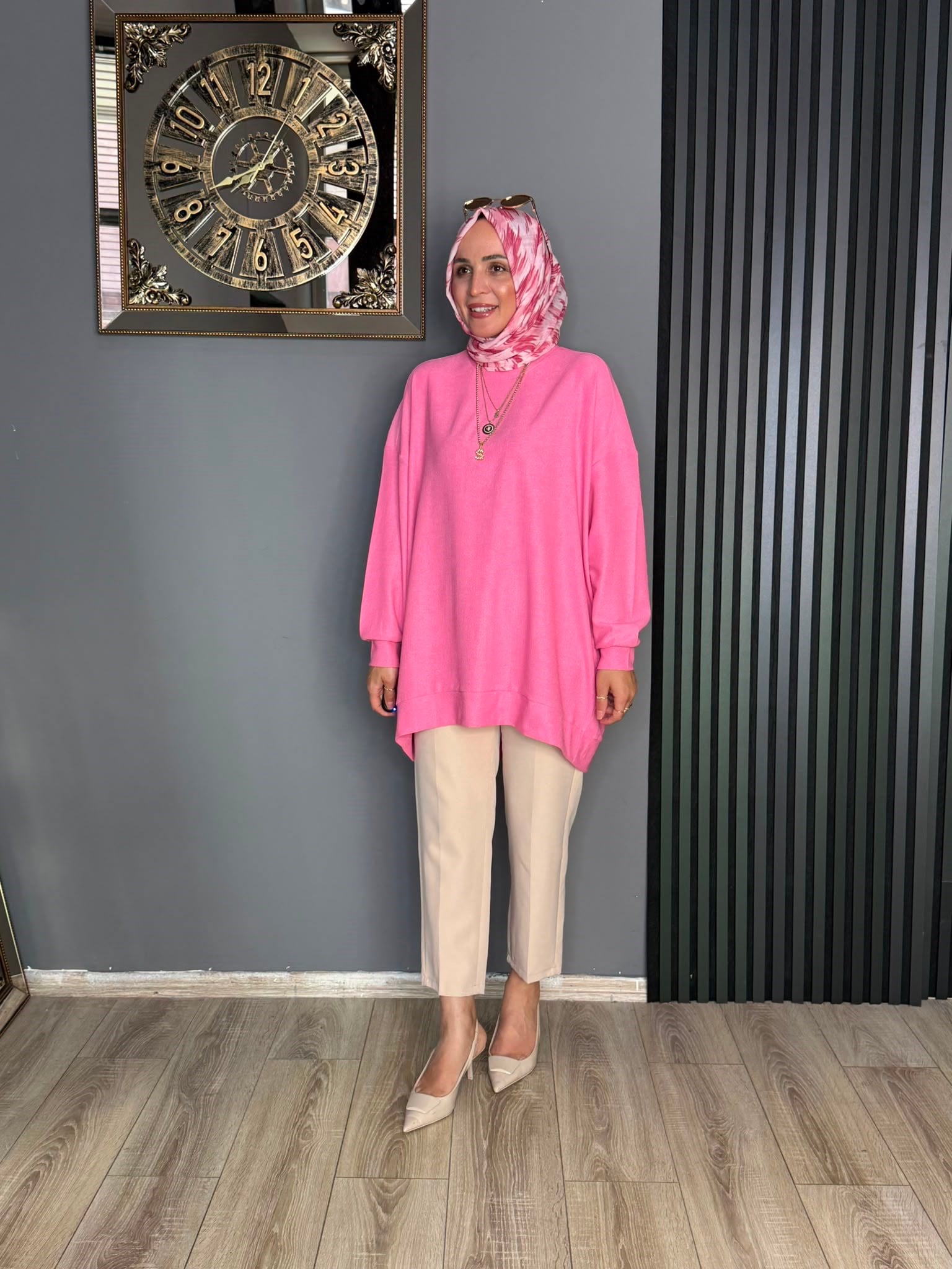 1736  LİNA ÖRME TUNİK PEMBE 