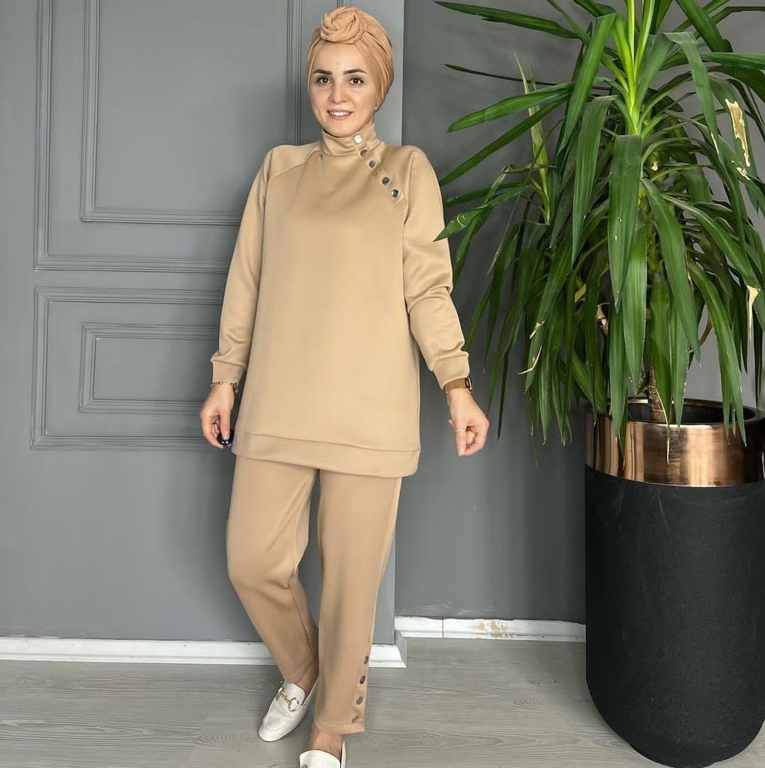 22166 YAKA DETAYI ÇITÇITLI CAMEL L-XL