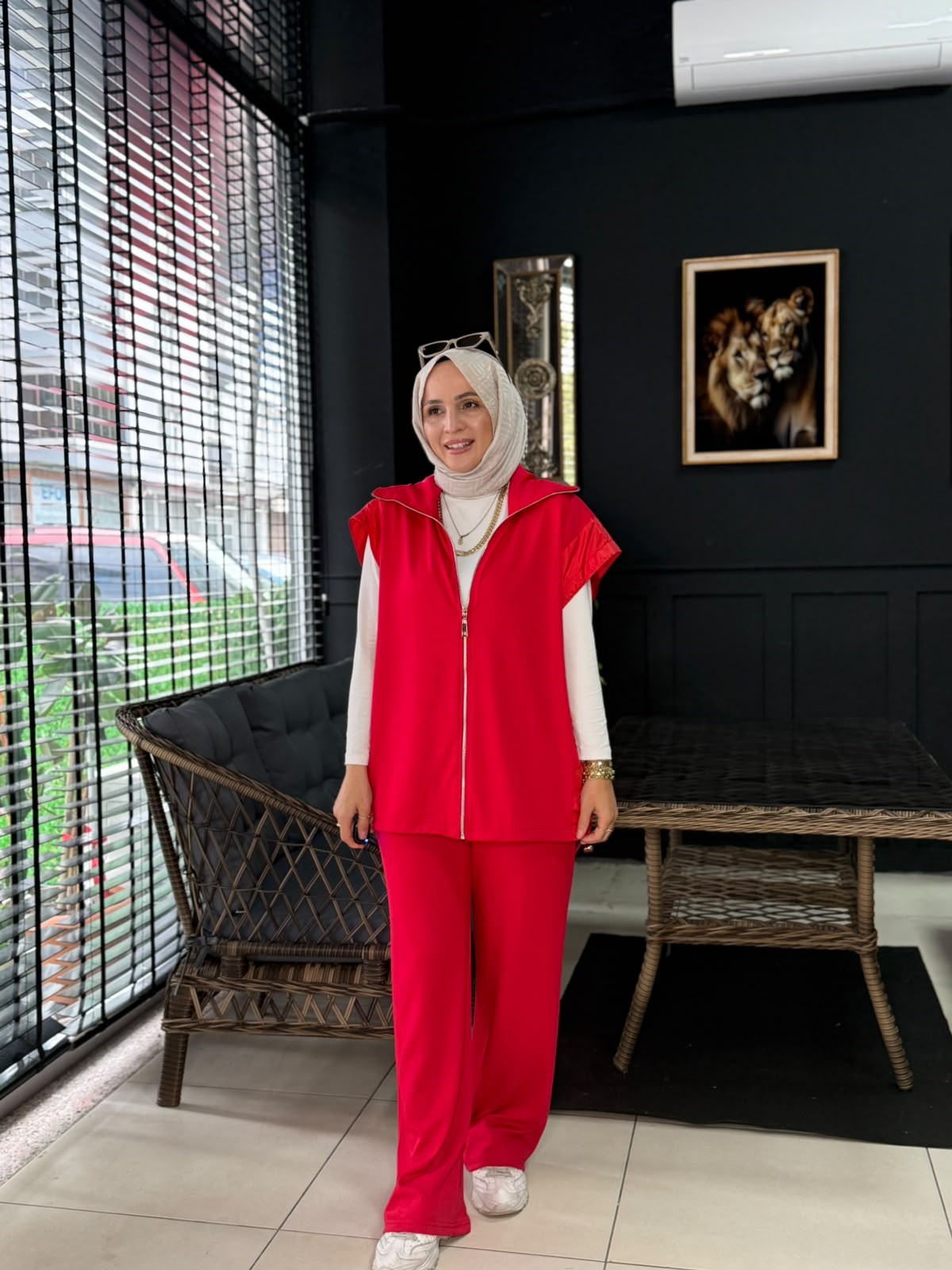 22798 YELEKLİ TAKIM KIRMIZI S-M 