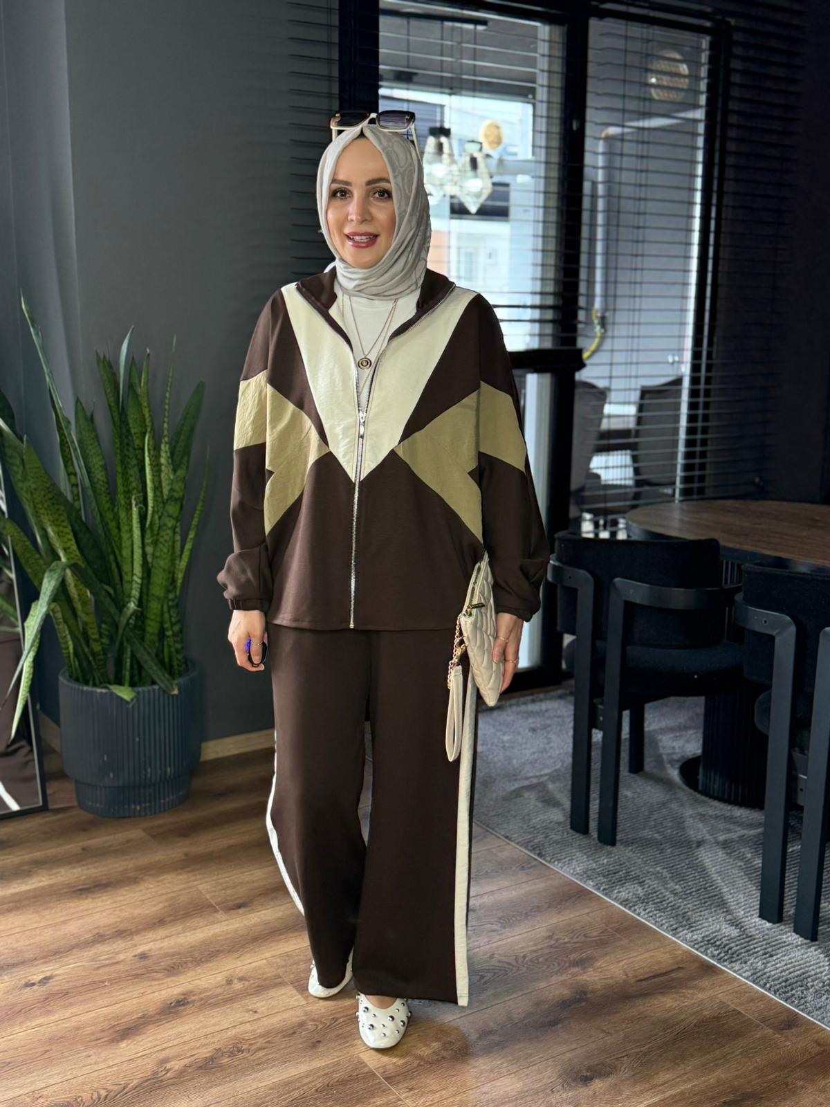 22836 ÇİFT RENK TAKIM KAHVERENGİ 
