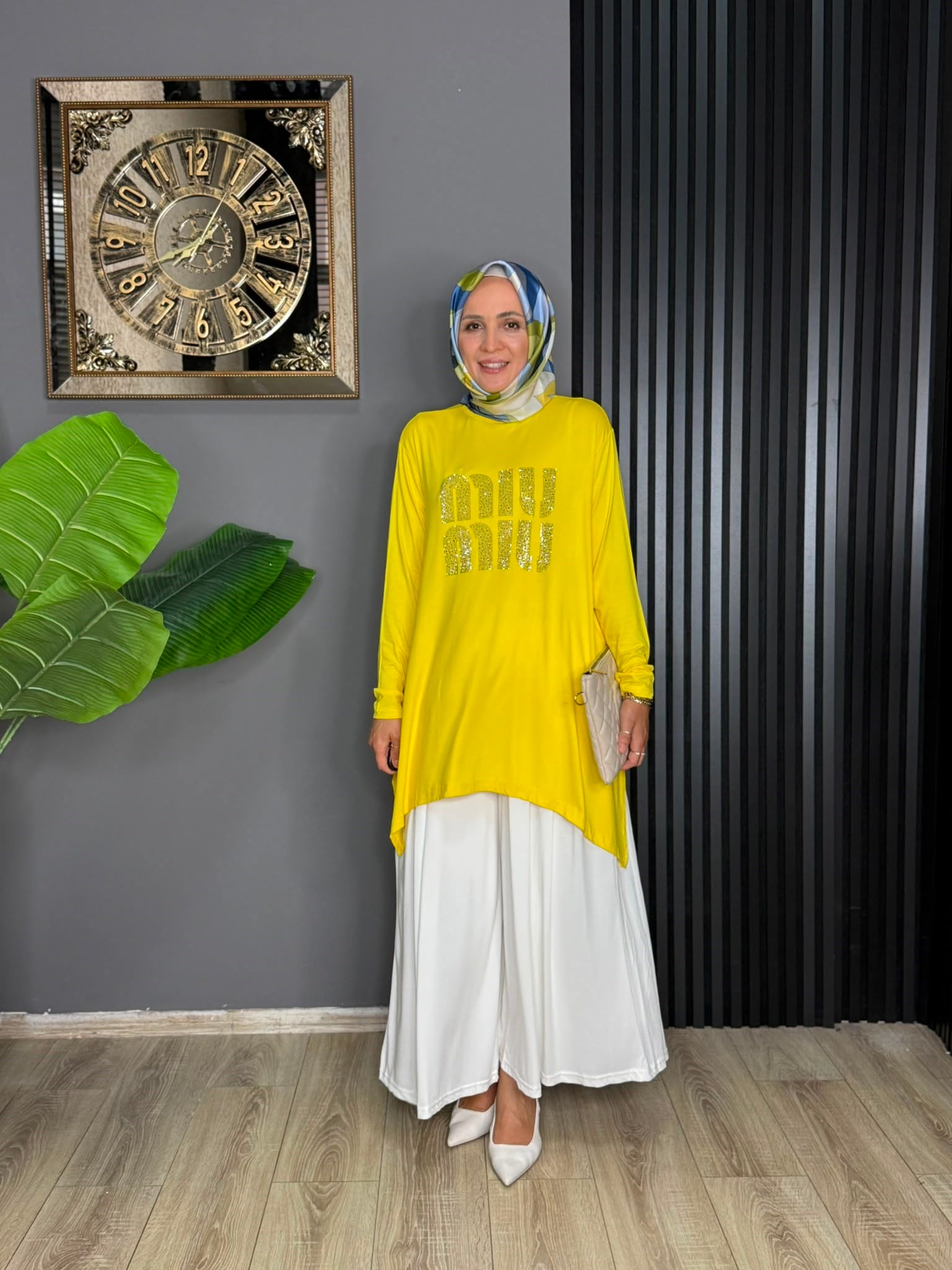 24277 MİU MİU PENYE TUNİK CİVCİV SARISI STD