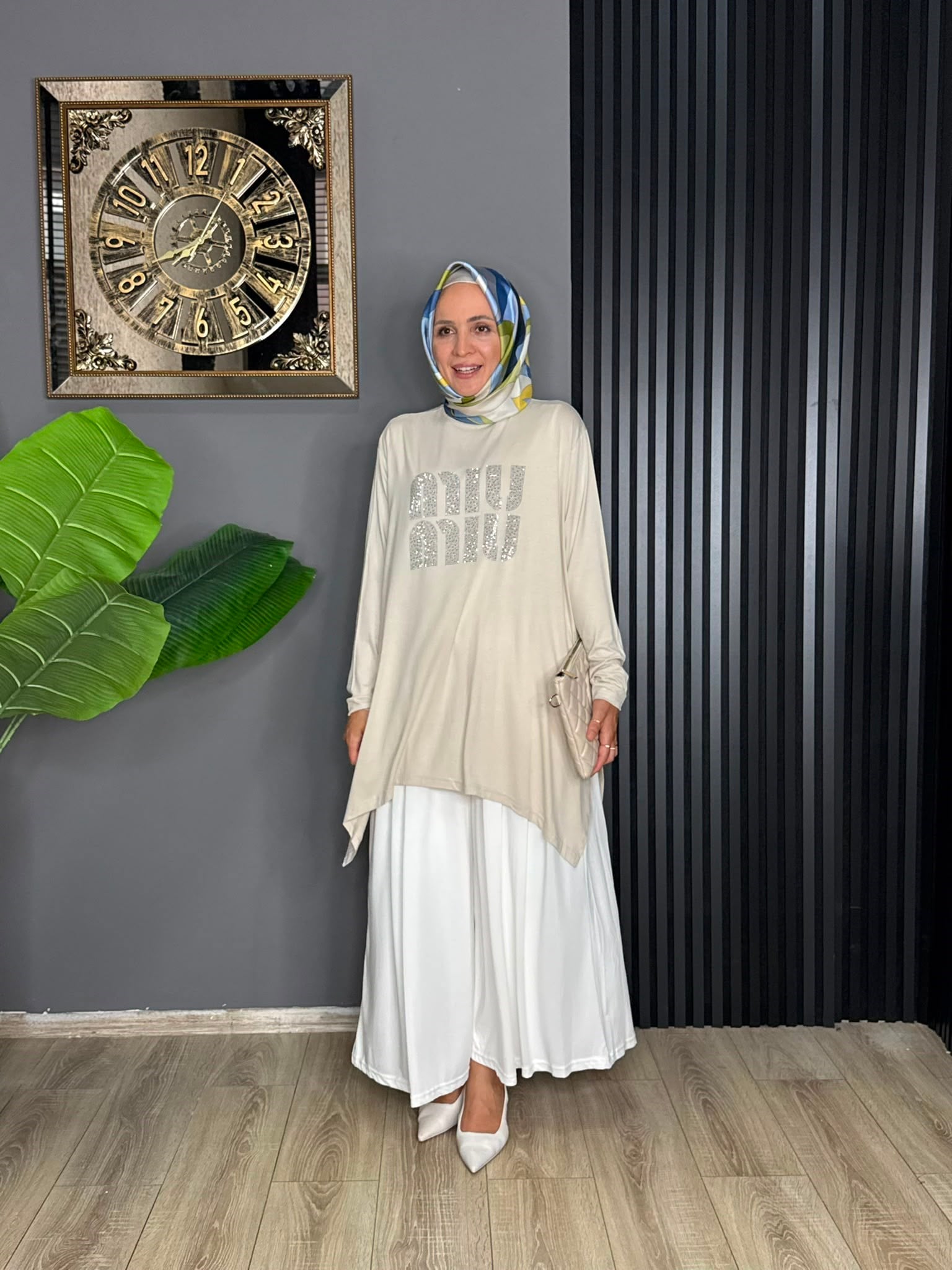 24277 MİU MİU PENYE TUNİK KREM STD