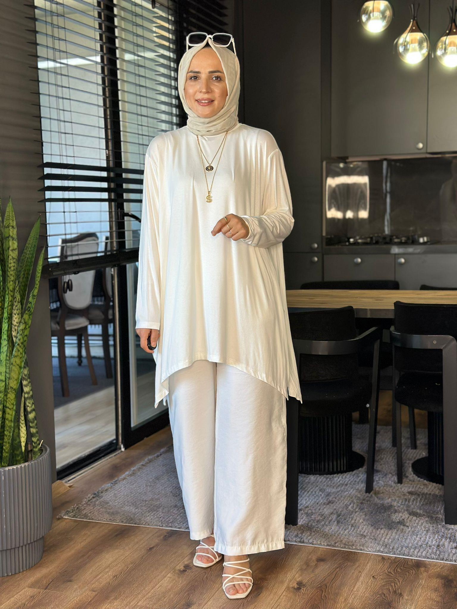24278 BEYAZ PENYE KUMAŞ TUNİK STANDART 