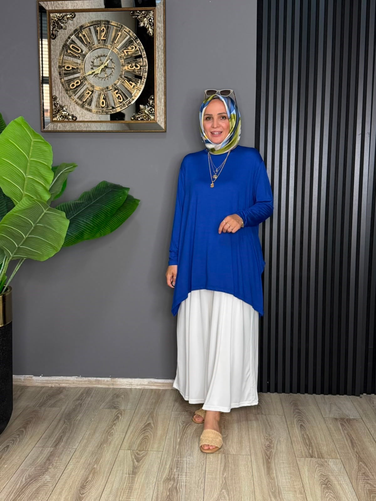24278  PENYE KUMAŞ TUNİK SAKS MAVİ STD