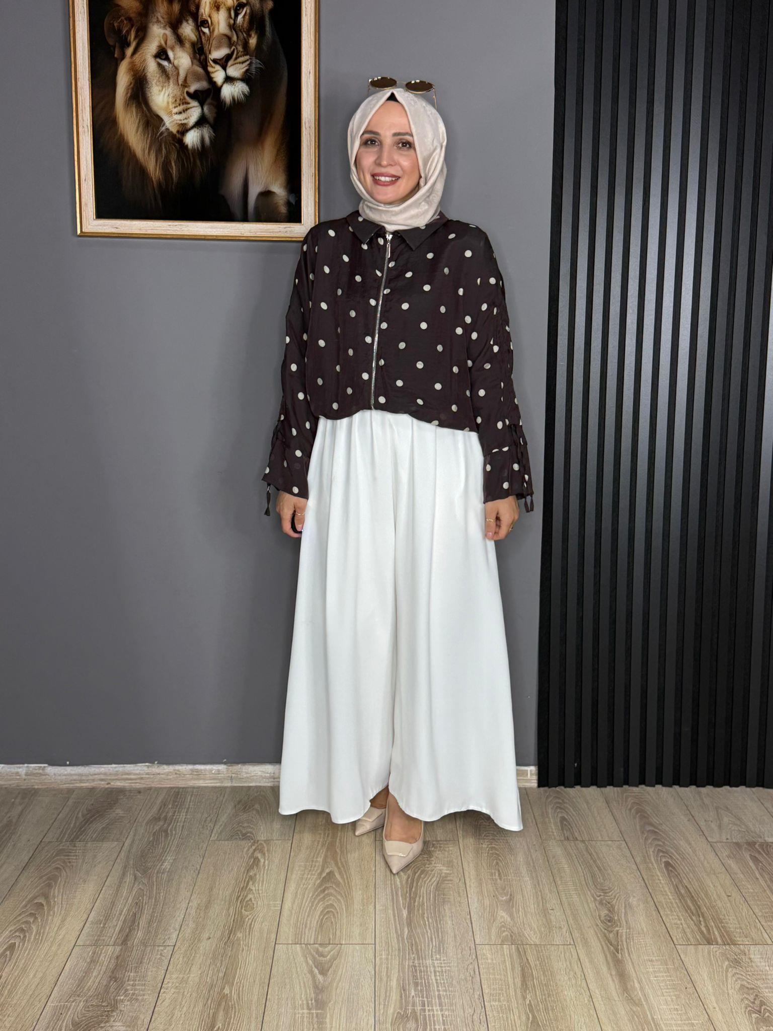 24426 PUANTİYELİ BOMBER CEKET KAHVERENGİ