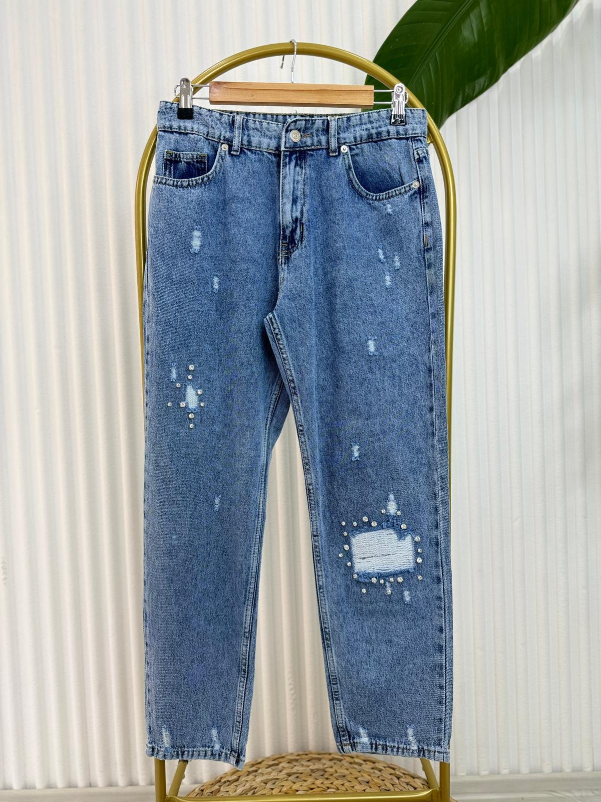 2505 YIRTIK KOT PANTOLON MAVİ 