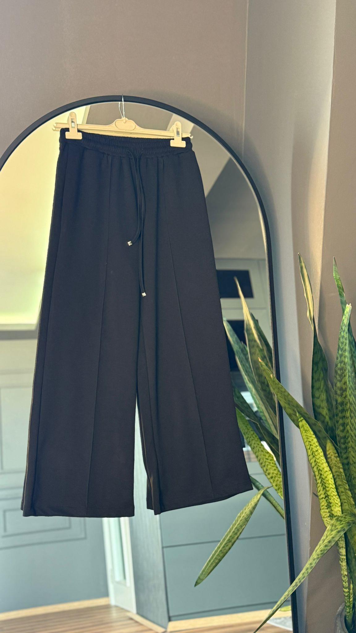26107 OYSHO KUMAŞ PANTOLON SİYAH 