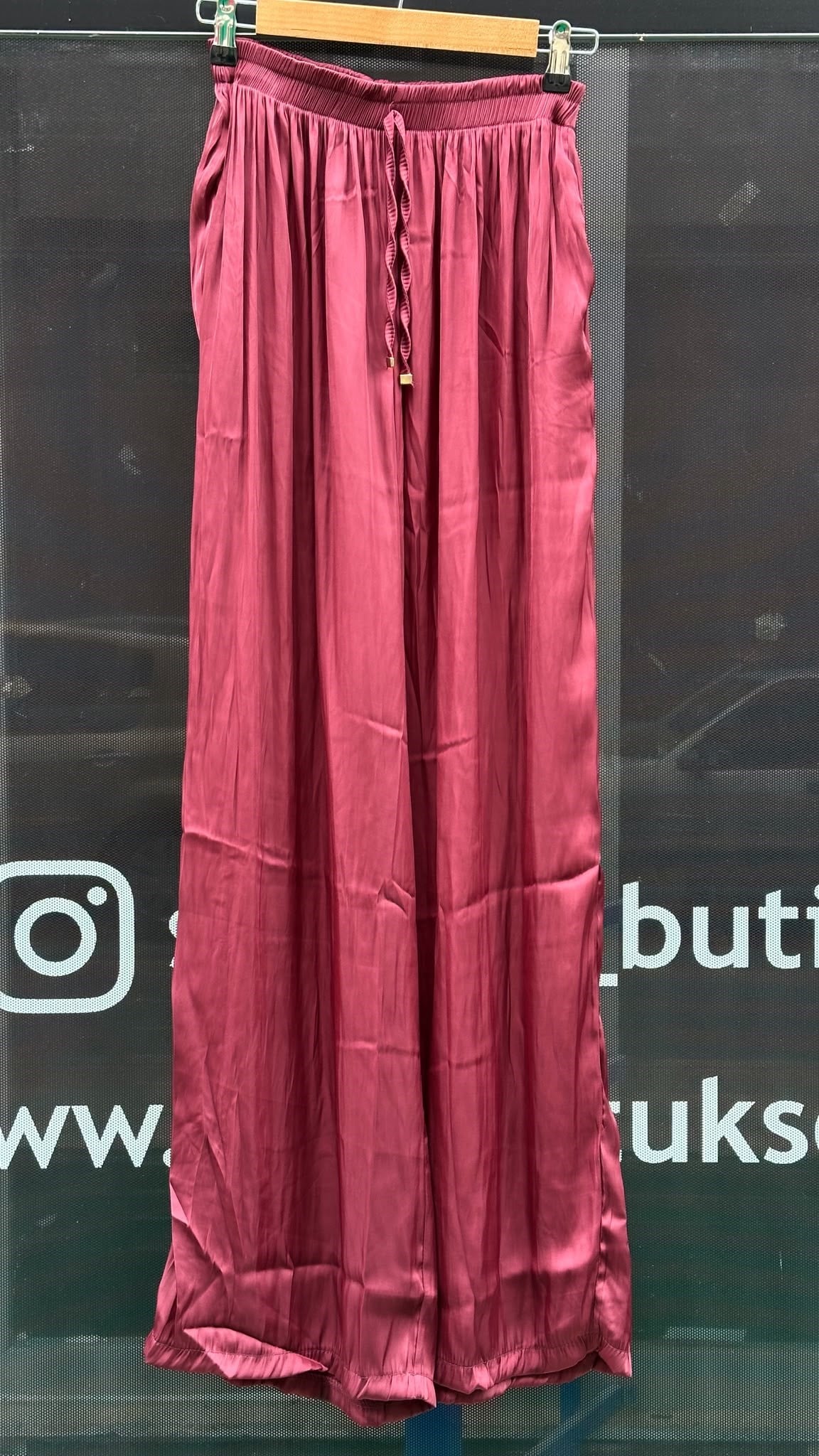 26115 SATEN PANTOLON BORDO 