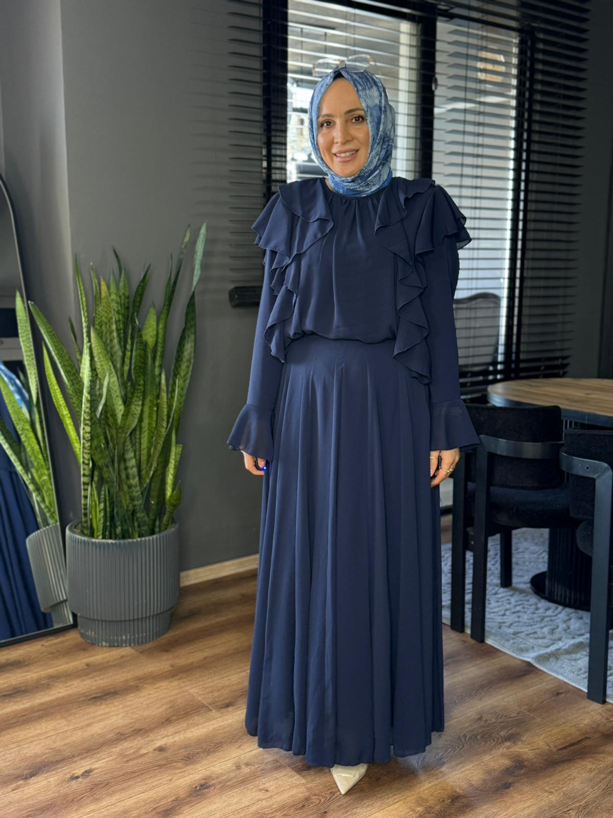 27038 TÜL ETEK LACİVERT 