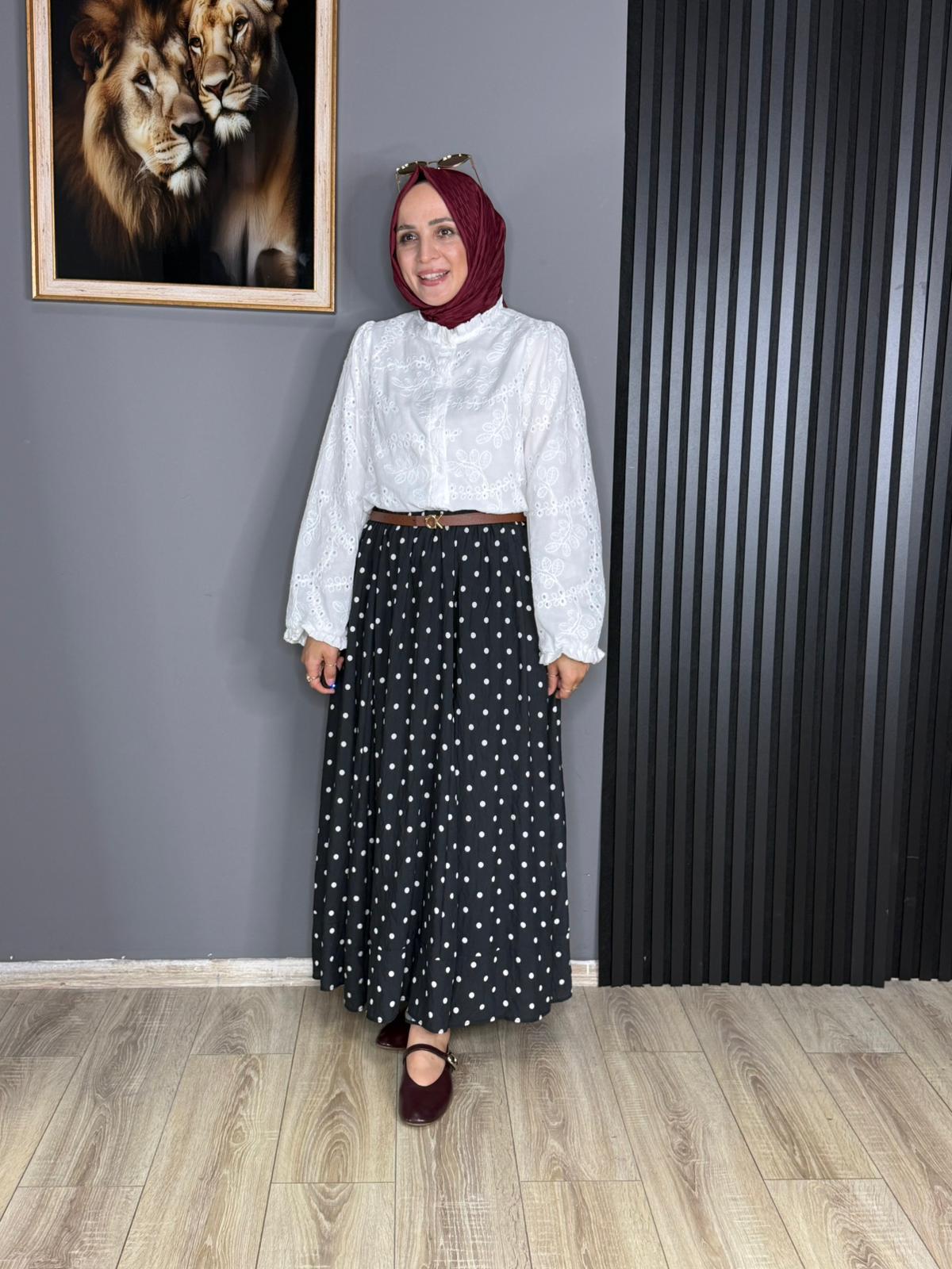 31118 PUANTİYELİ ETEK SİYAH 
