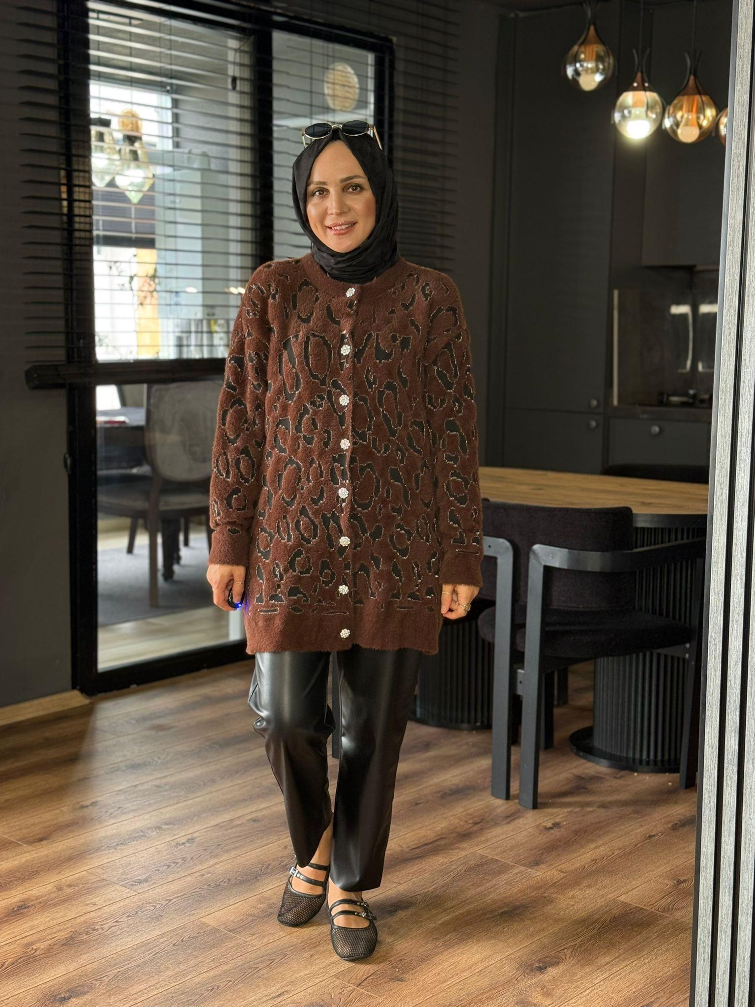 40925 LEOPAR HIRKA KAHVERENGİ STD