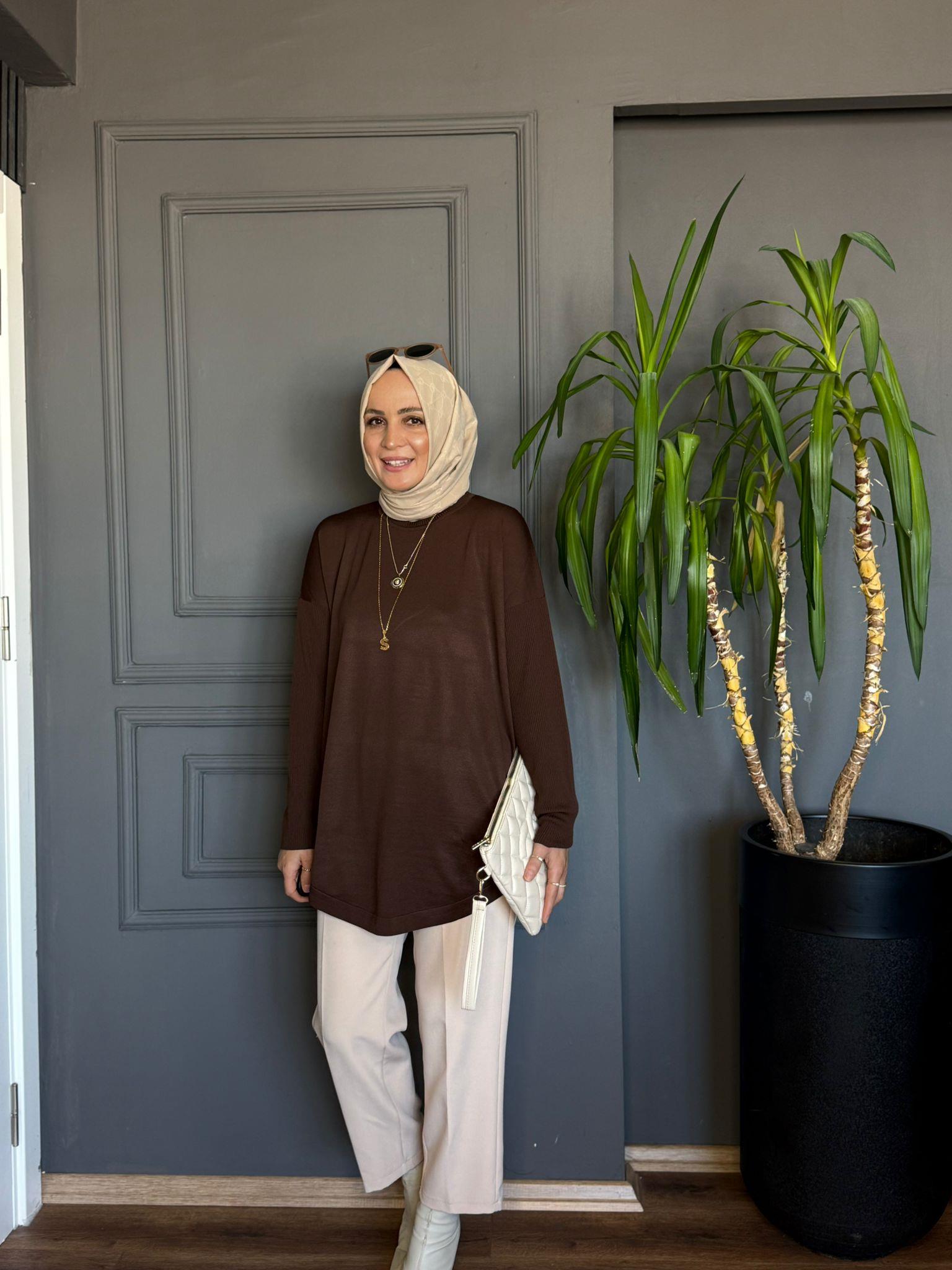 40972 MERSERİZE TRİKO KAHVERENGİ