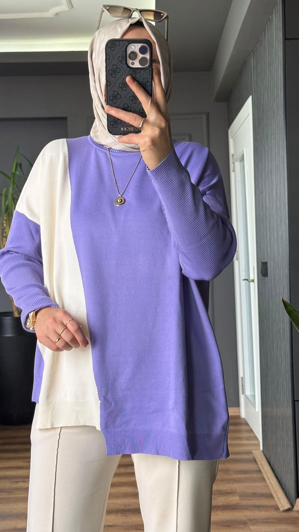 44029 ÇİFT RENK MERSERİZE LİLA