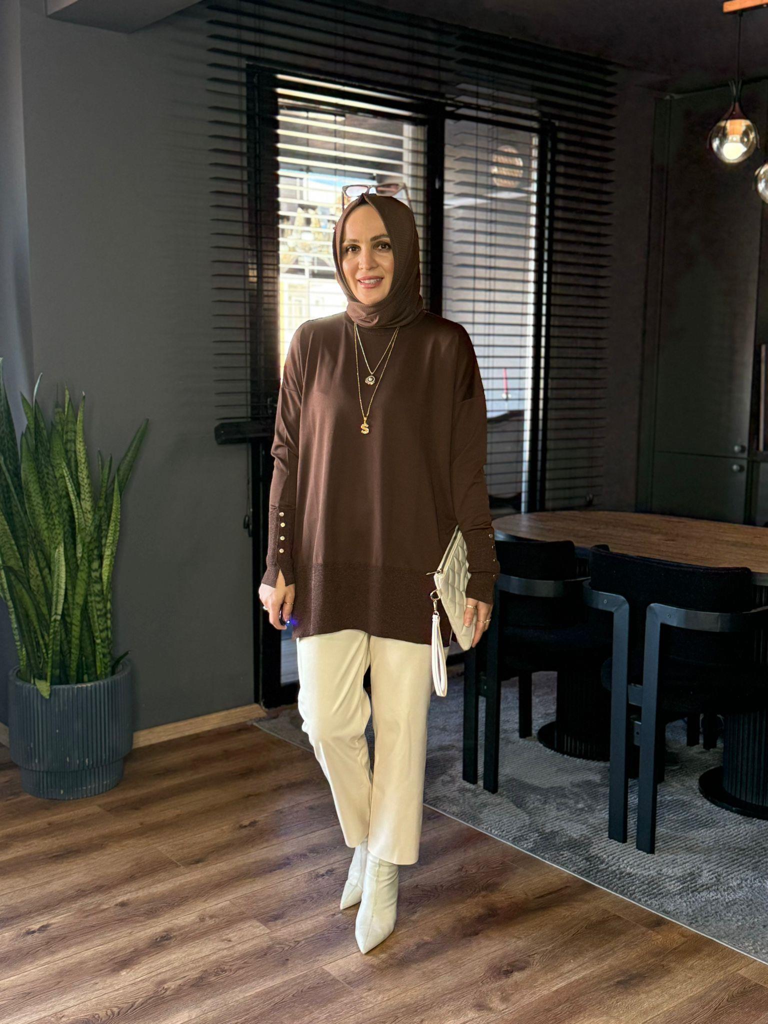 44205 BOĞAZ DETAY MERSERİZE KAHVERENGİ 
