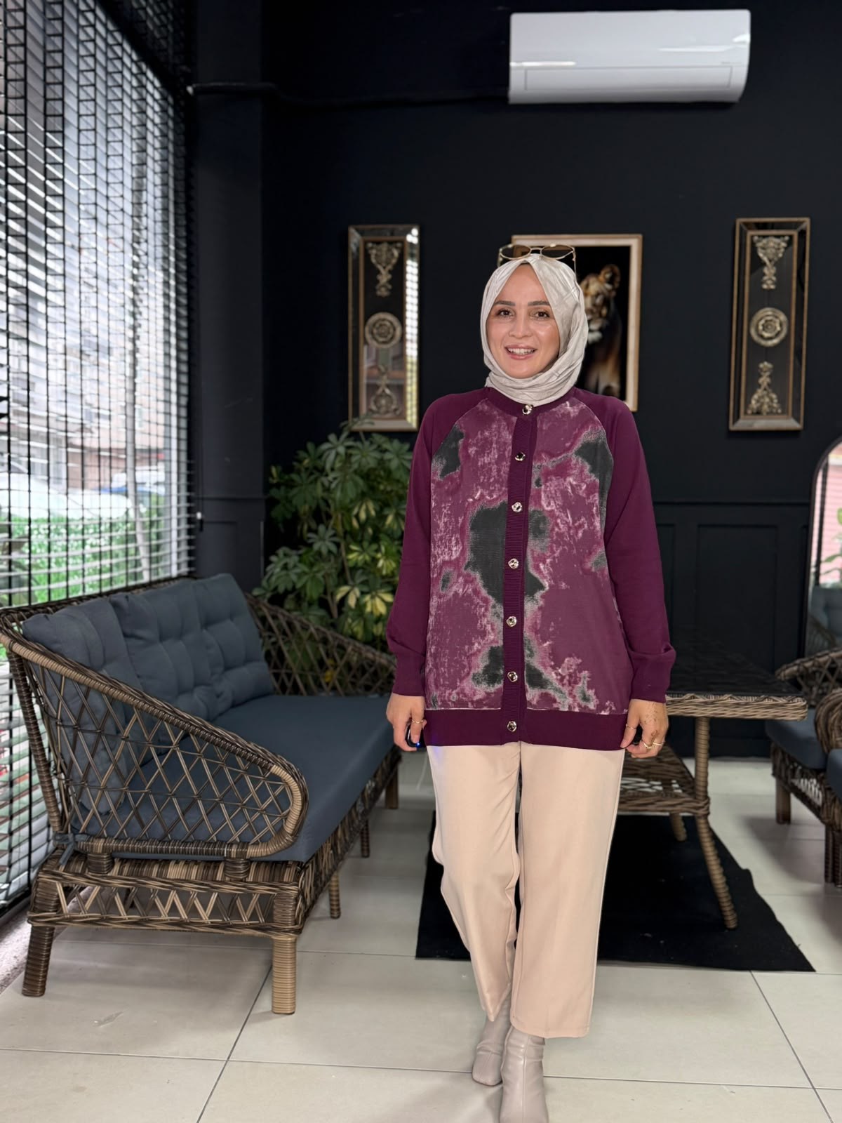 44227 ALACALI MERSERİZE HIRKA BORDO