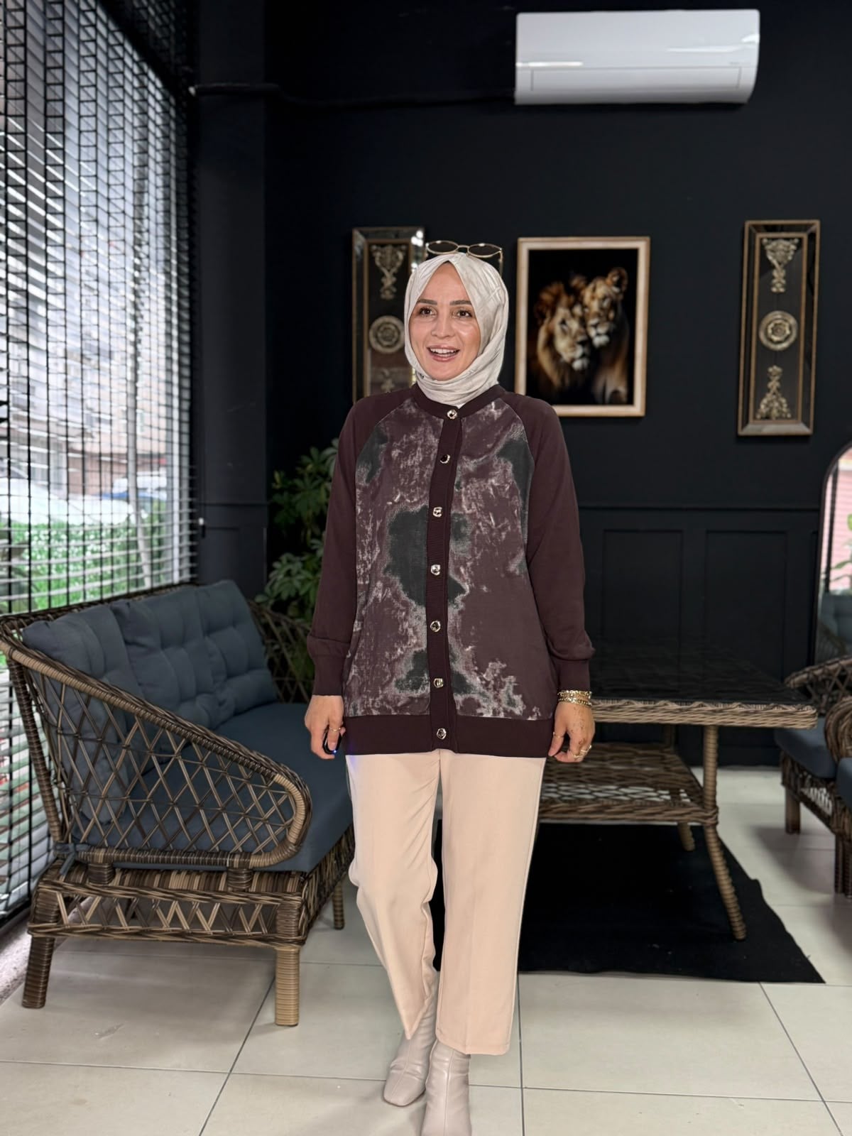 44227 ALACALI MERSERİZE HIRKA KAHVERENGİ