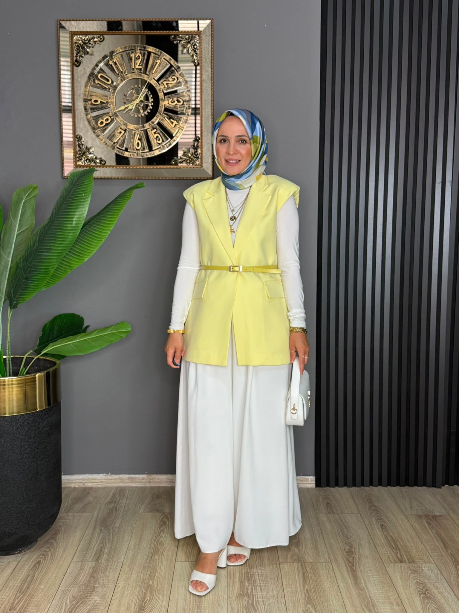 4667 KEMERLİ YELEK SARI 