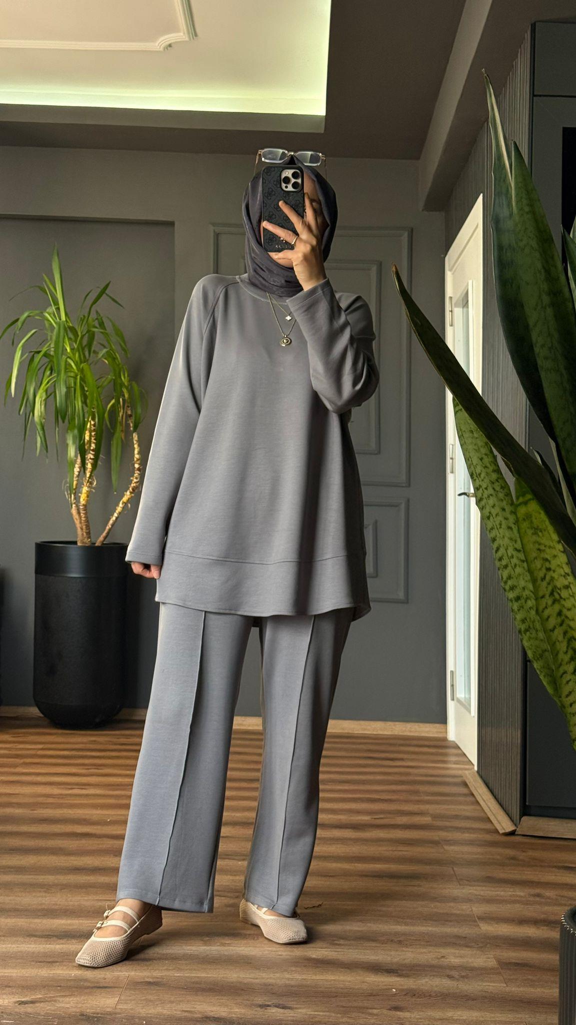 5010 OYSHO PANTOLONLU TAKIM GRİ 