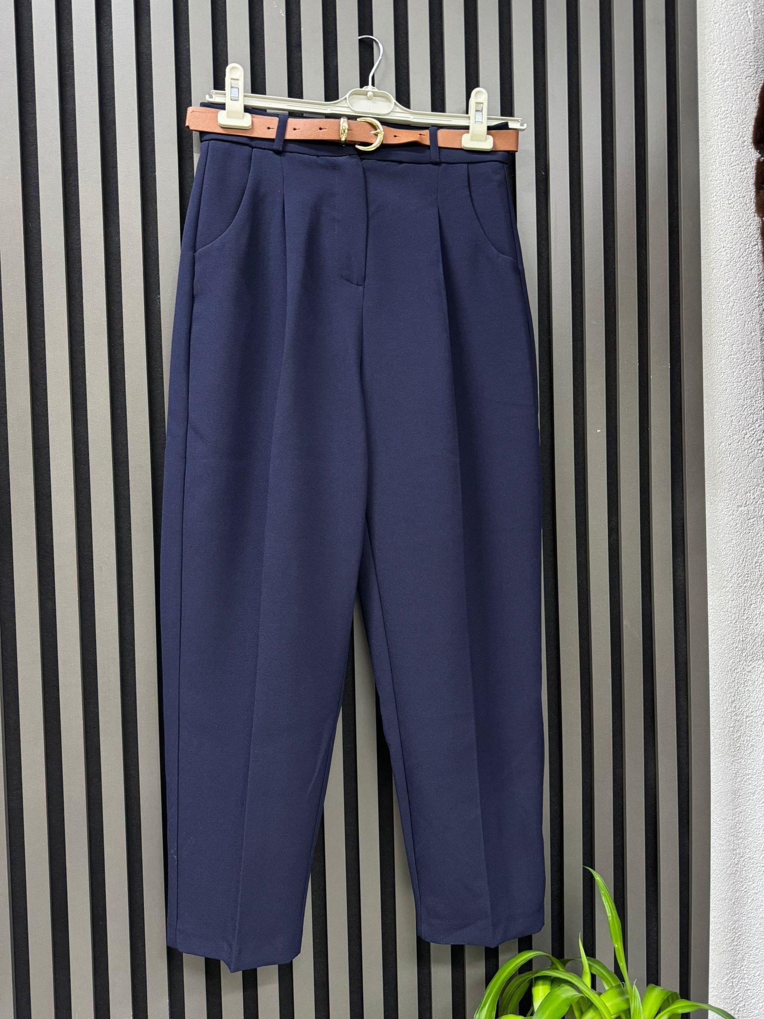 50938 LACİVERT KEMERLİ HAVUÇ PANTOLON  S 