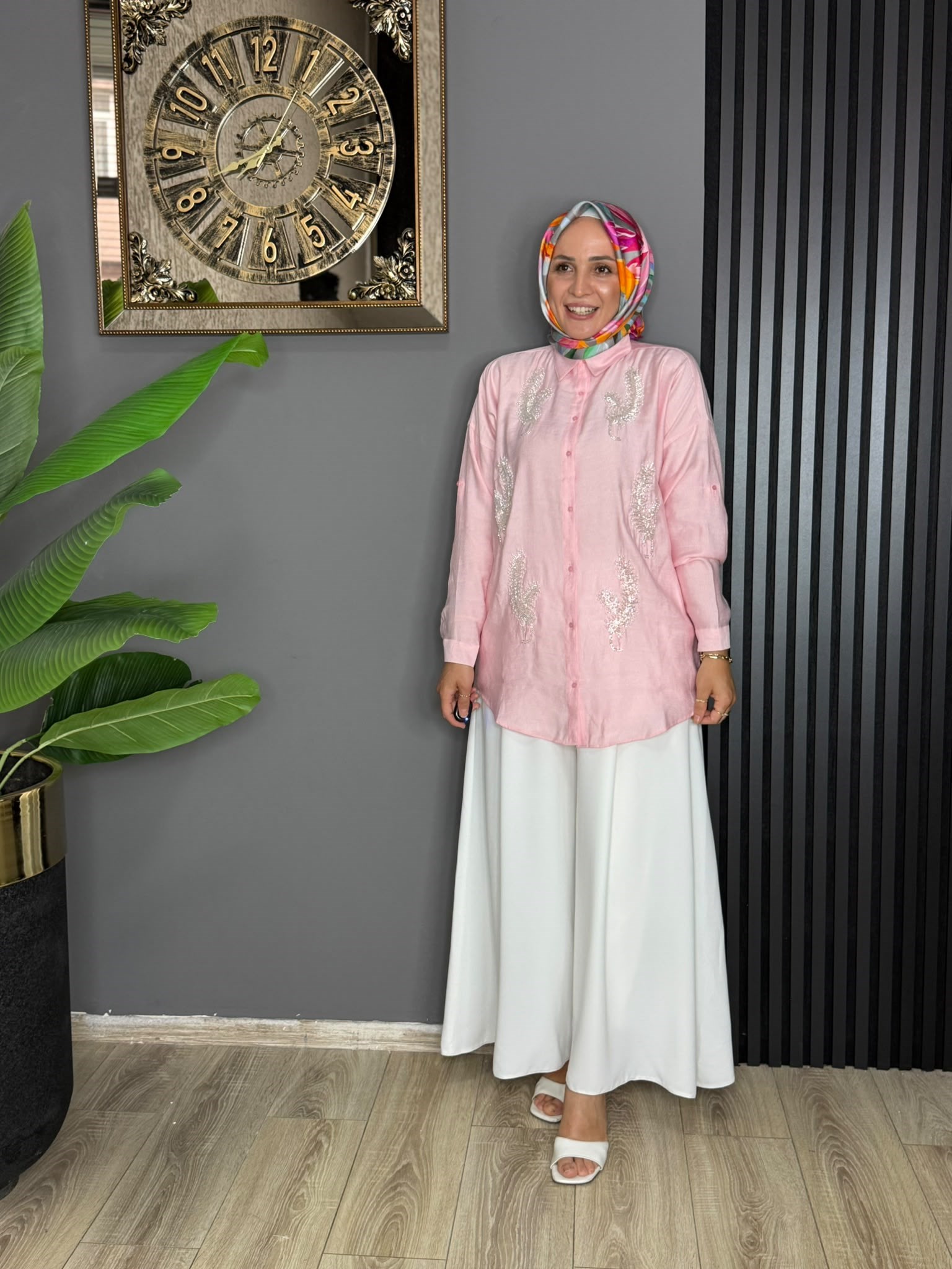 5109 PULLU GÖMLEK PEMBE 